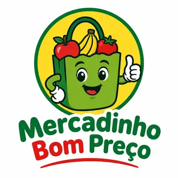 Logo mascote ilustrado: Mercado e mercearia