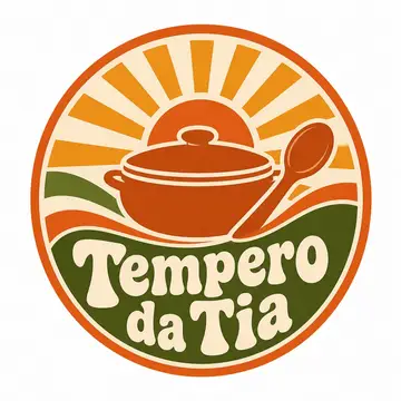 Logo selo retrô anos 70: Marmitaria e comida caseira