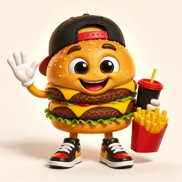 Mascote 3D: Burgão (Hamburgueria)