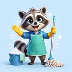Mascote 3D: Guaxinim (Limpeza e conservação)