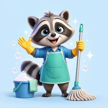 Mascote 3D: Guaxinim (Limpeza e conservação)