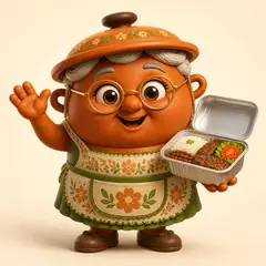 Mascote 3D: Dona Panela (Marmitaria e comida caseira)