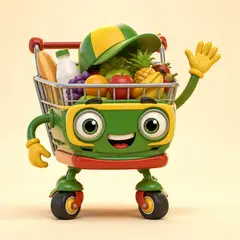 Mascote 3D: Carrinho (Mercado e mercearia)