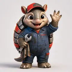 Mascote 3D: Tatu (Oficina mecânica)