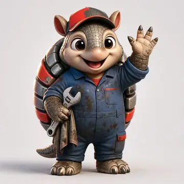 Mascote 3D: Tatu (Oficina mecânica)