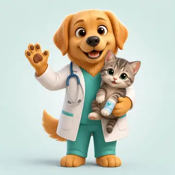 Mascote 3D: Doutor Dourado (Clínica veterinária)