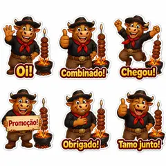 Figurinhas de WhatsApp do mascote: Seu Boi (Churrascaria)