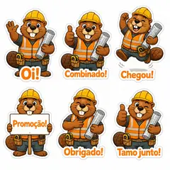Figurinhas de WhatsApp do mascote: Castor (Construtora)