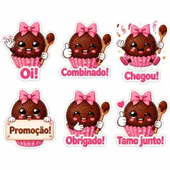 Figurinhas de WhatsApp do mascote: Brigadeirinho (Doceria e confeitaria)