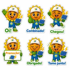 Figurinhas de WhatsApp do mascote: Girassol (Energia solar)