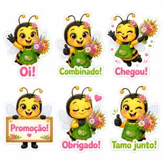 Figurinhas de WhatsApp do mascote: Bia (Floricultura)