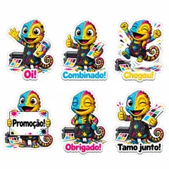 Figurinhas de WhatsApp do mascote: Camaleão (Gráfica e personalizados)