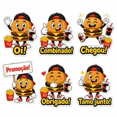 Figurinhas de WhatsApp do mascote: Burgão (Hamburgueria)