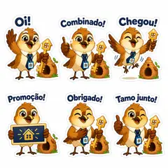 Figurinhas de WhatsApp do mascote: Barrinho (Imobiliária)