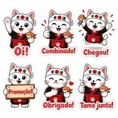 Figurinhas de WhatsApp do mascote: Sortudo (Restaurante japonês)