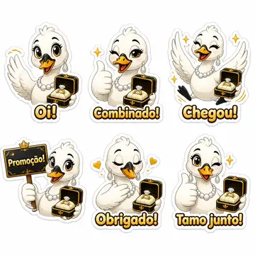 Figurinhas de WhatsApp do mascote: Cisne (Joias e semijoias)