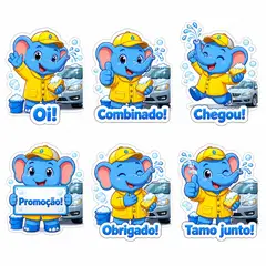 Figurinhas de WhatsApp do mascote: Lavinho (Lava-jato e estética automotiva)