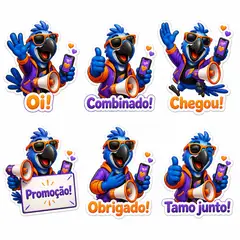 Figurinhas de WhatsApp do mascote: Arara (Agência de marketing)