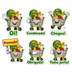Figurinhas de WhatsApp do mascote: Carrinho (Mercado e mercearia)