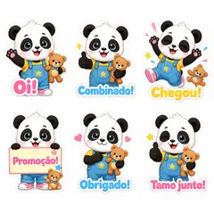 Figurinhas de WhatsApp do mascote: Pandinha (Moda infantil)