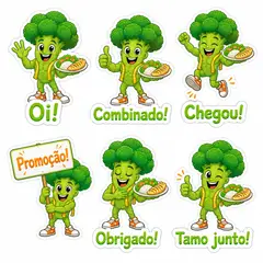 Figurinhas de WhatsApp do mascote: Brócolis (Nutrição)