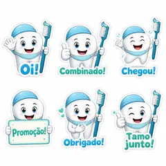 Figurinhas de WhatsApp do mascote: Dentinho (Odontologia)