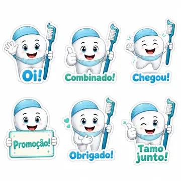 Figurinhas de WhatsApp do mascote: Dentinho (Odontologia)