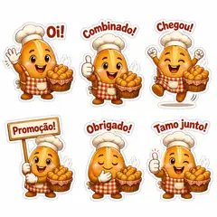 Figurinhas de WhatsApp do mascote: Tico (Padaria)