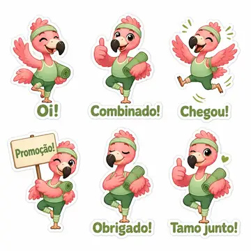 Figurinhas de WhatsApp do mascote: Flora (Pilates e yoga)