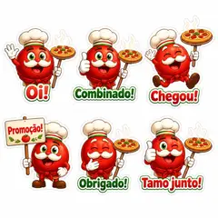 Figurinhas de WhatsApp do mascote: Nonno (Pizzaria)