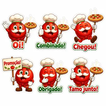 Figurinhas de WhatsApp do mascote: Nonno (Pizzaria)