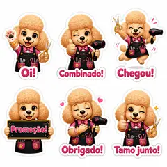 Figurinhas de WhatsApp do mascote: Topete (Salão de beleza)