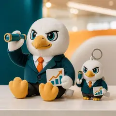 Mascote virando pelúcia e chaveiro de brinde: Visão (Consultoria)