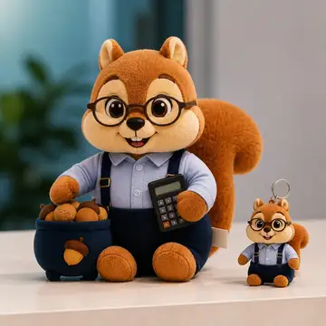 Mascote virando pelúcia e chaveiro de brinde: Nozinho (Contabilidade)
