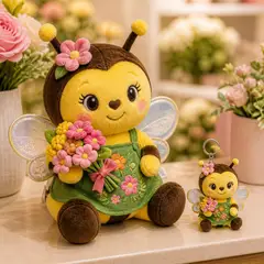 Mascote virando pelúcia e chaveiro de brinde: Bia (Floricultura)