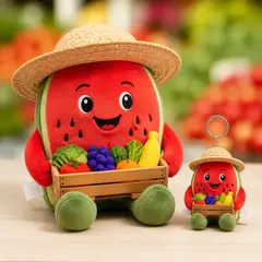 Mascote virando pelúcia e chaveiro de brinde: Melancita (Hortifrúti)
