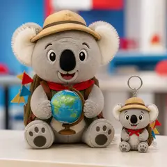 Mascote virando pelúcia e chaveiro de brinde: Coalinha (Escola de idiomas)