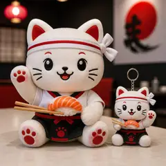 Mascote virando pelúcia e chaveiro de brinde: Sortudo (Restaurante japonês)