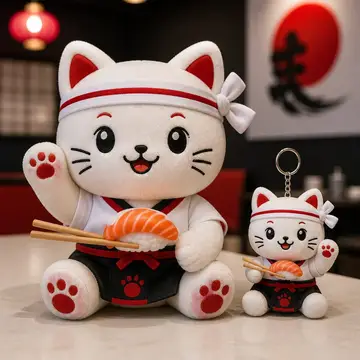 Mascote virando pelúcia e chaveiro de brinde: Sortudo (Restaurante japonês)