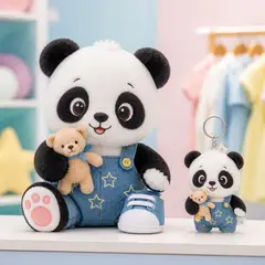 Mascote virando pelúcia e chaveiro de brinde: Pandinha (Moda infantil)