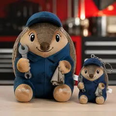 Mascote virando pelúcia e chaveiro de brinde: Tatu (Oficina mecânica)