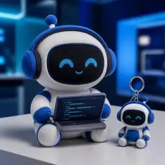 Mascote virando pelúcia e chaveiro de brinde: Bitinho (Tecnologia e software)