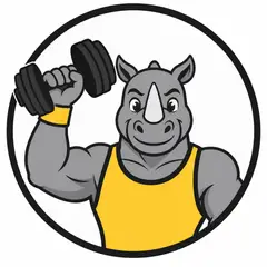 Mascote em vetor pra logo e ícone: Rino (Academia)