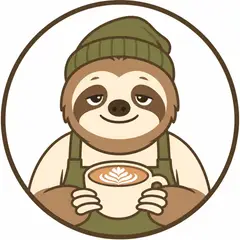 Mascote em vetor pra logo e ícone: Preguiça (Cafeteria)