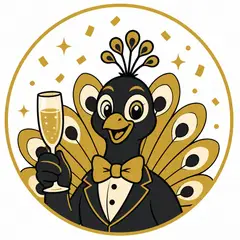 Mascote em vetor pra logo e ícone: Pavão (Buffet e eventos)