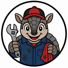 Mascote em vetor pra logo e ícone: Tatu (Oficina mecânica)