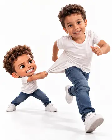 Mini-eu segurando a camisa (o viral)