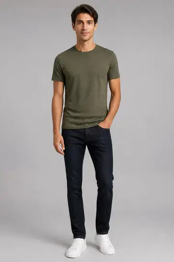 Camiseta: modelo de frente (catálogo)