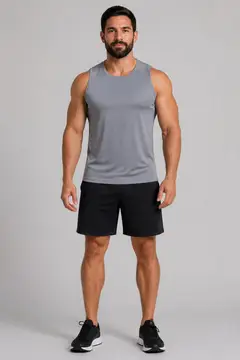 Regata e camiseta dry fit: modelo de frente (catálogo)
