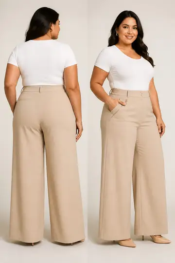 Calça (jeans ou alfaiataria): costas e 3/4 (caimento)